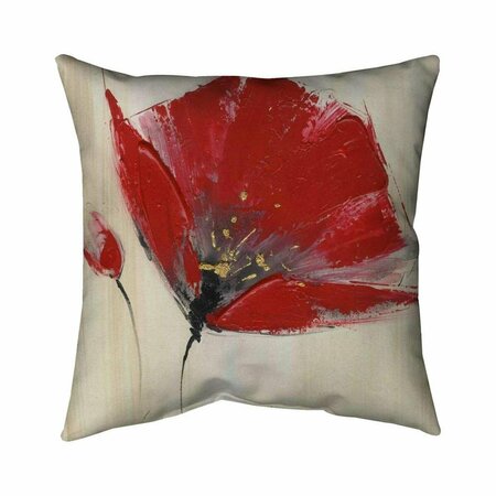 BEGIN HOME DECOR 26 x 26 in. Two Red Flowers-Double Sided Print Indoor Pillow 5541-2626-FL40